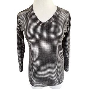 Duffield Lane Micro Gingham Cashmere Blend Sweater S